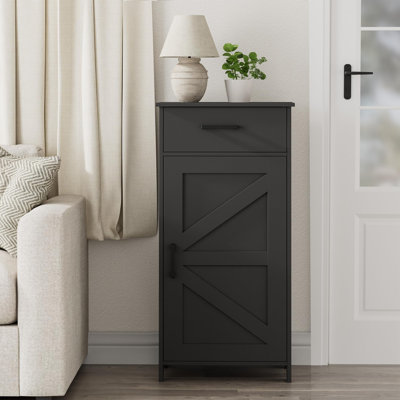 Freestanding Bathroom Storage Cabinet with Drawer & Adjustable Shelves, Multi-Purpose Floor Cabinet for Living Room, Entryway, Kitchen