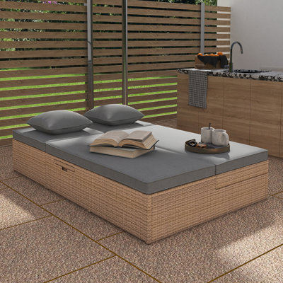 Double chaise longue d'extérieur en rotin d'extérieur