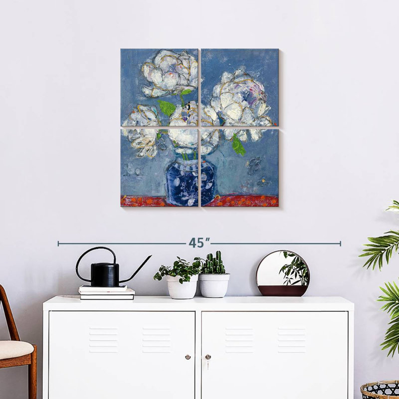 Vase de pivoines bleu Harnek, H 26 po x l 26 po