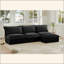 Canapé modulaire rembourré sans accoudoirs à 3 places avec repose-pieds réversible, canapé modulaire sans accoudoirs, tissu chenille