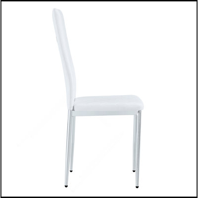 Modern Style Dining Chairs Set Of 6 In White, Essential For Minimalist Homes.Meeting Family Dining Needs,PU Material Seat,Silver Metal Legs,Blending Into Various Home Environments.