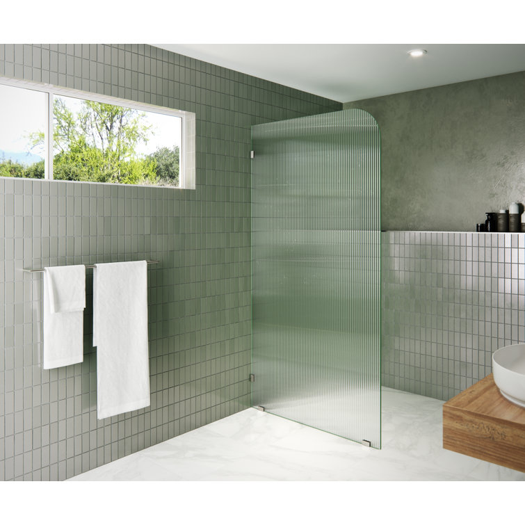 Aurora 38 in. x 78 in. Fully Frameless Fluted Radius Single Fixed Shower Panel