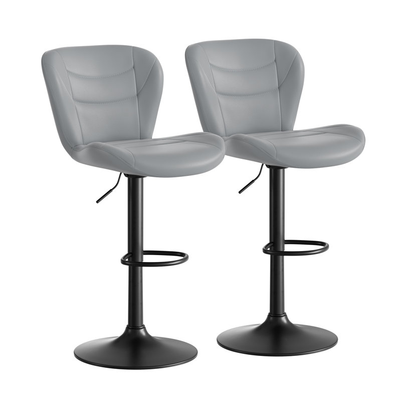 Adjustable Height Counter Stool with Metal Frame, Light Grey