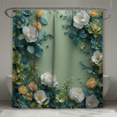 White Yellow Roses Shower Curtains Extra Long