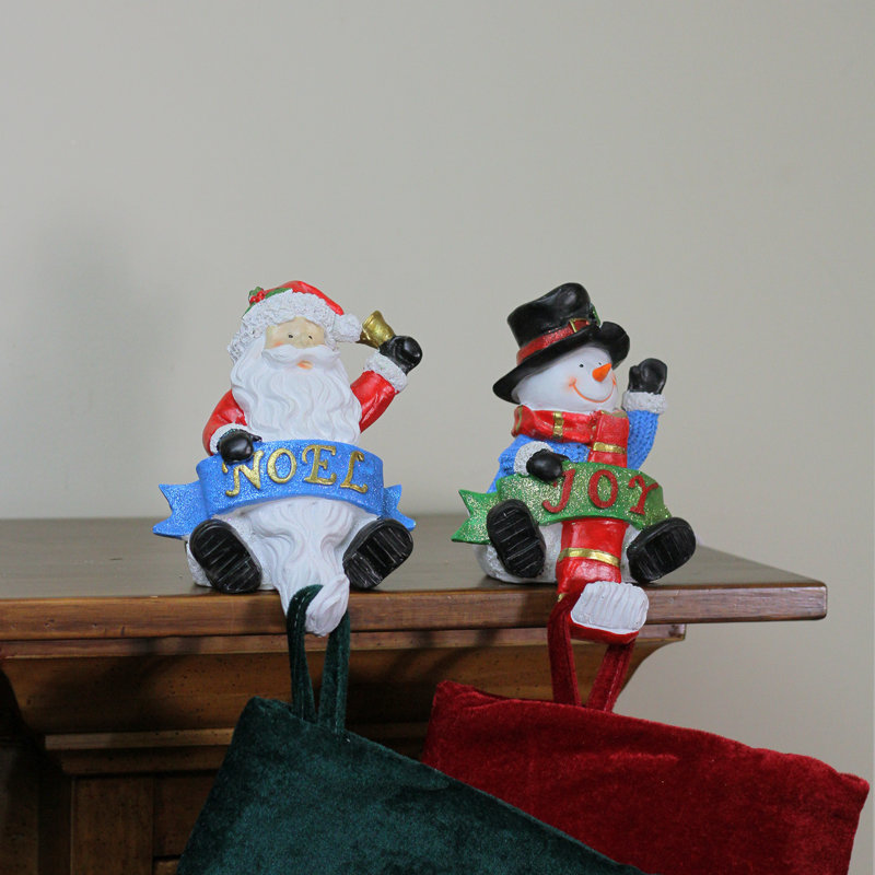 Ensemble de support de jeu 2 pièces pour père noël et bonhomme de neige scintillant