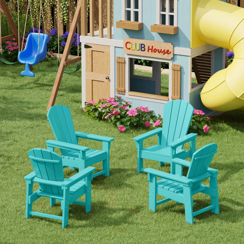 Laguna Kids Outdoor Poly Adirondack Chair ( Set Of 4), Turquoise