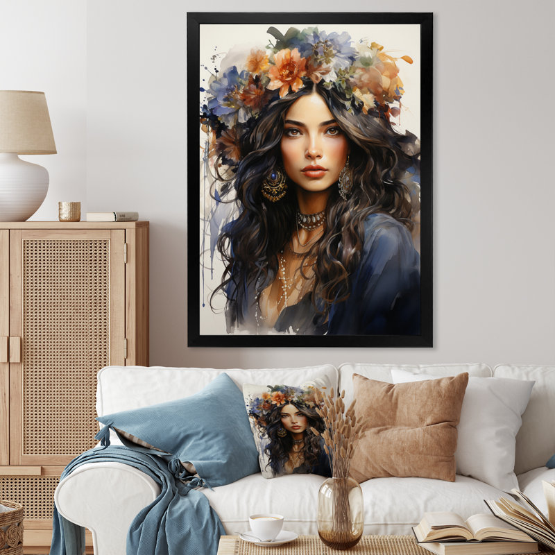 «Trevonn Boho Latina Bohemian Queen», reproduction sur toile, Cadre photo noir, H 20 po x l 12 po x P 1 po