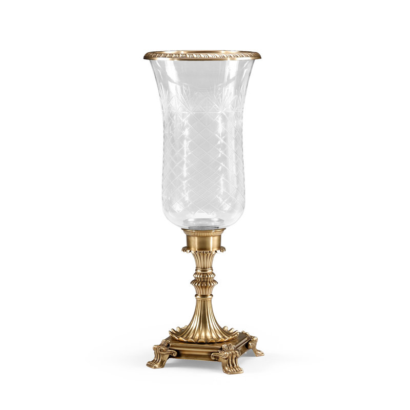 Antique Brass 25" Hurricane Candle Holder