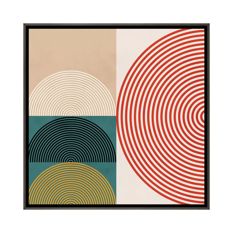 «Lines and Shapes III» par Ana Rut Bré - impression d'art graphique, Toile avec cadre gris, Aucun mat