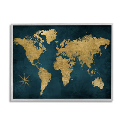 " Blue Compass Pattern Map " by Natalie Carpentieri Painting Print