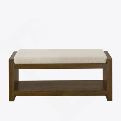 40" Accent Bench With Lower Shelf Shoe Rack, Padded Seating Bench For Living Room, Modern Compact Bed End Bench With Storage For Bedroom Seating, Removable Cushion,  40"W-Ivory