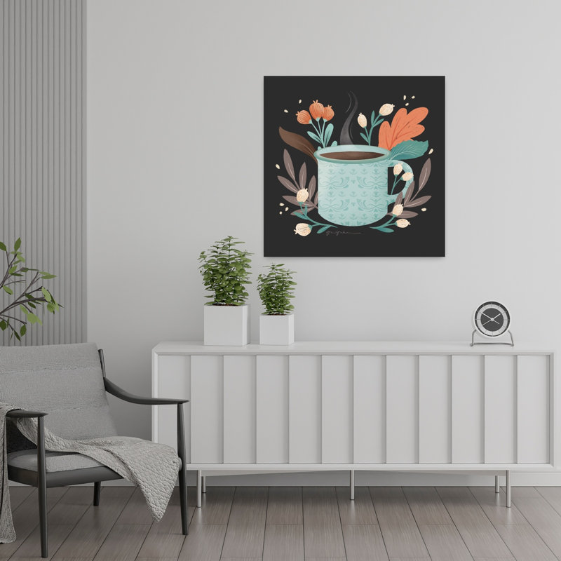 Mélange moderne V avec art bleu-brun, H 24 po x l 24 po