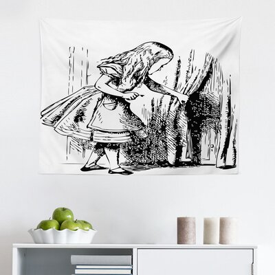 Ambesonne Alice In Wonderland Tapestry, Black And White Alice Looking Through Curtains Hidden Door Adventure, Fabric Wall Hanging Decor For Bedroom Li -  East Urban Home, E75603D0C7534F50BC1B000031D882B2