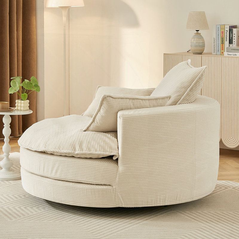 Fauteuil demi-tonneau pivotant, Beige