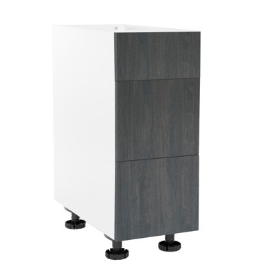 Quick Assemble Modern Style, Carbon Marine and Grey Nordic Vanity Base Kitchen Cabinet, 3 Drawer