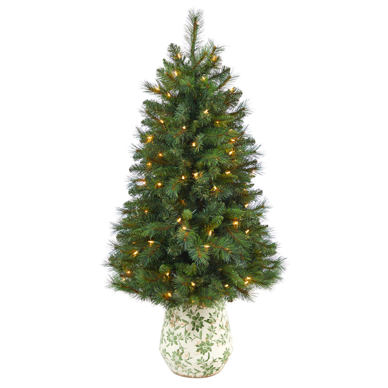 Sapin de Noël artificiel 4,5 'avec 100 lumières claires West Virginia Mountain