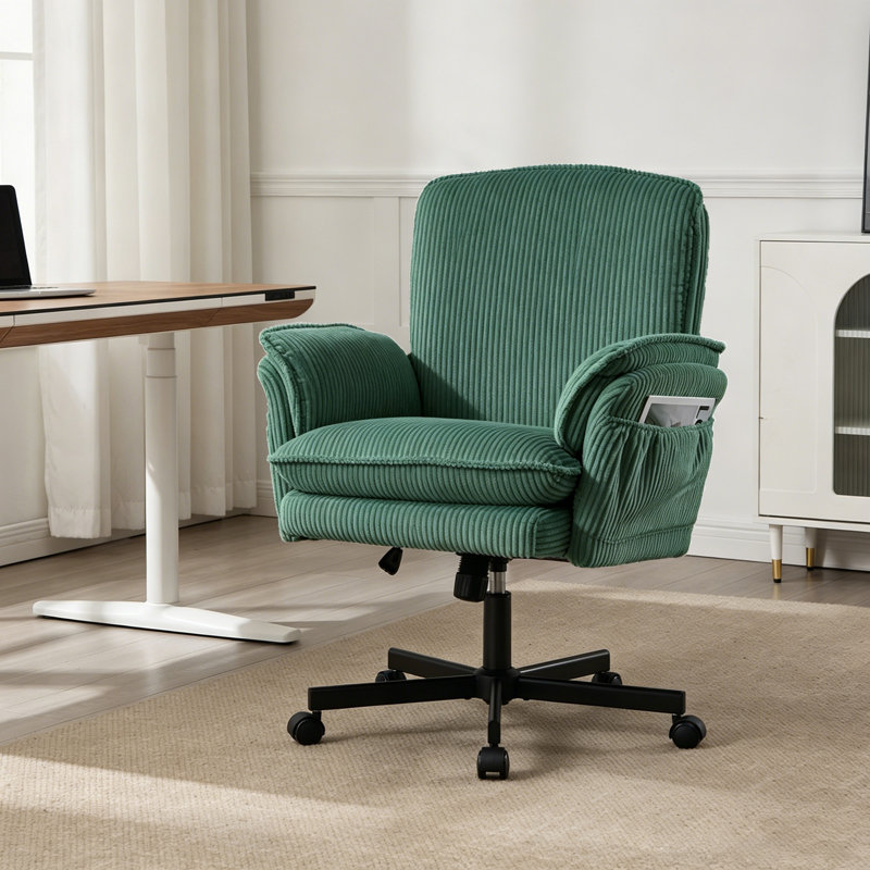 Chaise croisée avec accoudoirs et roulettes Fivewillowise Criss, Vert