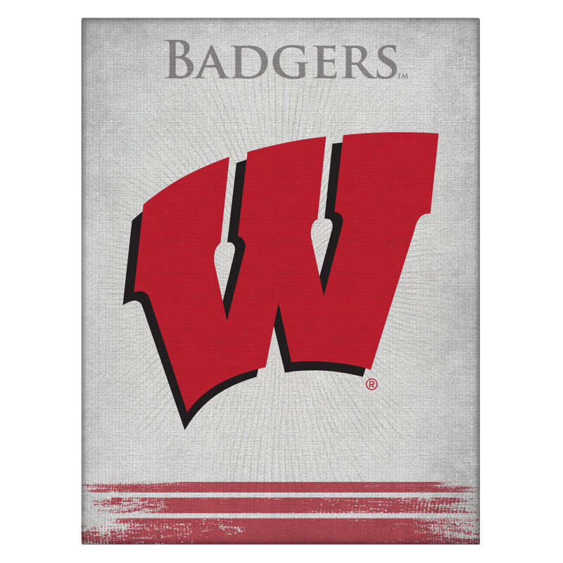 Impression sur toile tendue NCAA, H 15 po x l 20 po x P 1 po, Bucky-Badger de Wisconsin
