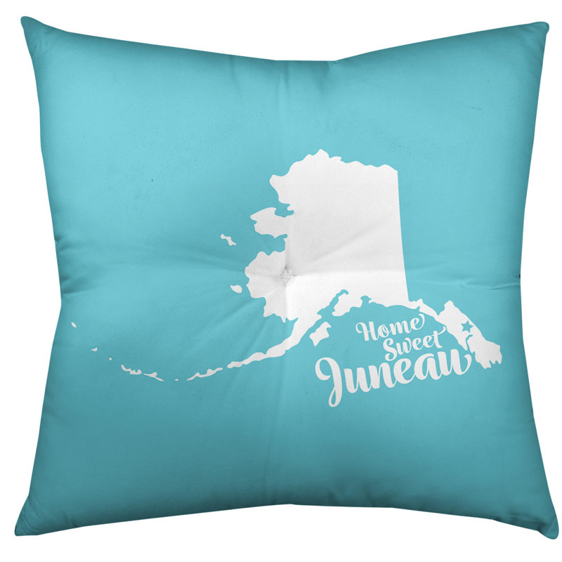 Reversible Throw Pillow, 30" H x 30" W, Juneau/Alaska, Teal