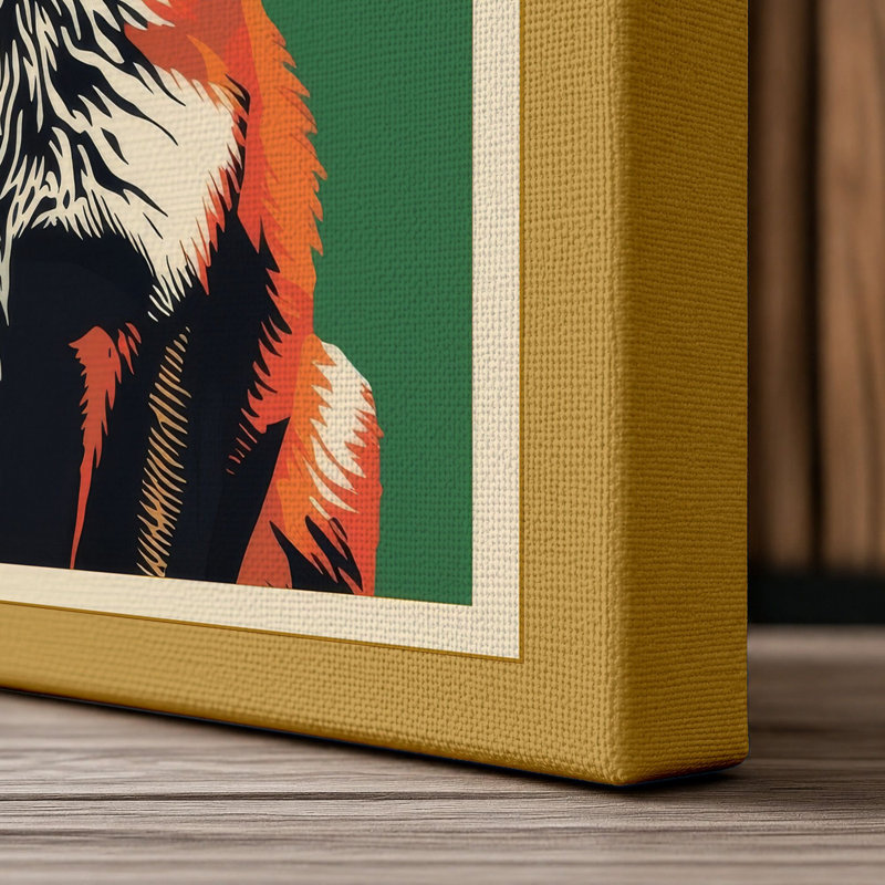 Fox Gaze Modern - Wrapped Canvas, 18x12 - 45.7 x 30.5 cm, Ochre Border