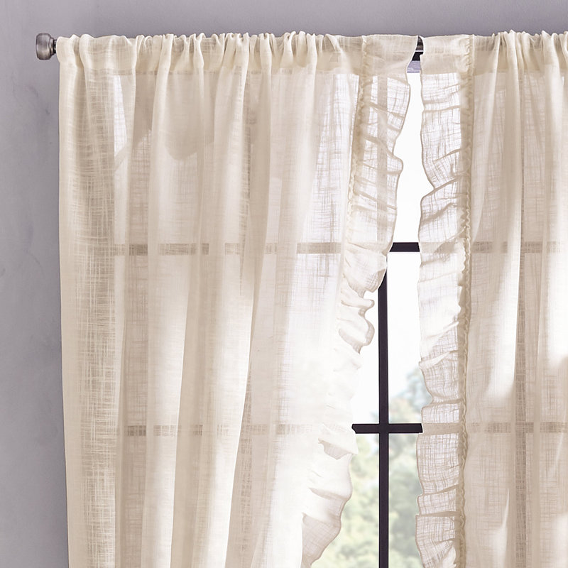 Armes Solid Semi-Sheer Rod Pocket Single Curtain Panel, 50" W x 108" L, White