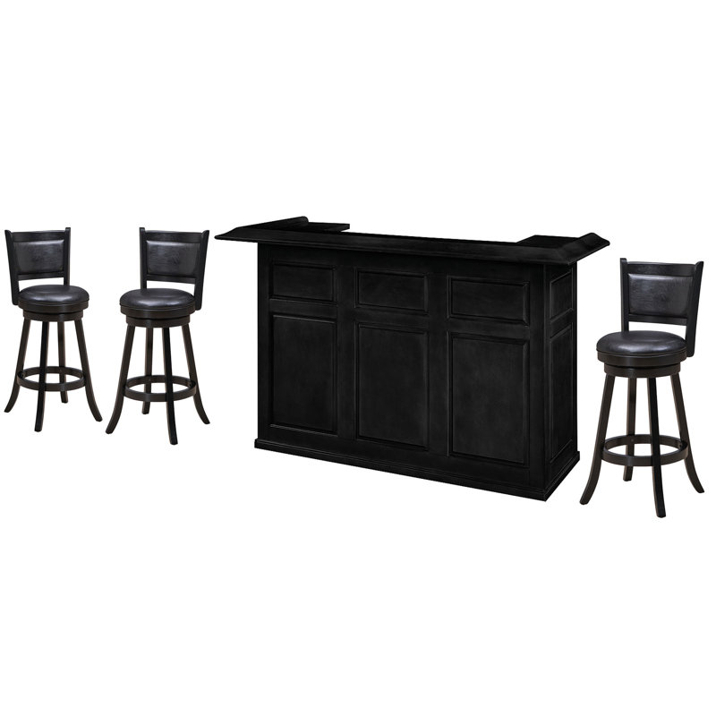 Ensemble de bar 72 po avec trois tabourets By RAM Game Room, Châtaignier