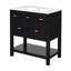 Ensemble de meuble-lavabo avec lavabo en céramique, ensemble de meuble-lavabo simple autoportant avec 5 tiroirs, armoire de rangement en bois massif-112897462