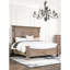 Grand lit en bois massif avec tête de lit en chêne patiné, poteaux et détails remarquables pour la finition de la chambre à coucher, tête de lit au design exceptionnel