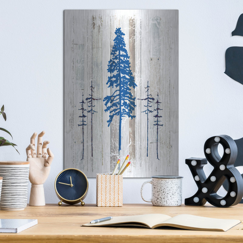 «Blue Moose - Lodge Pole Pine» par Lightbox Journal, art mural en métal de luxe, 12 po x 16 po, H 16 po x l 12 po