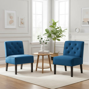 2 piece button backrest armless accent chair