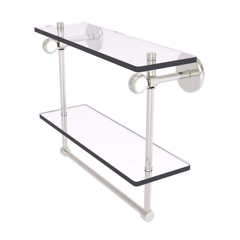 Tablette à 2 niveaux en verre Margolis, H 12,8 po x l 16 po x p 5,6 po, Nickel satiné