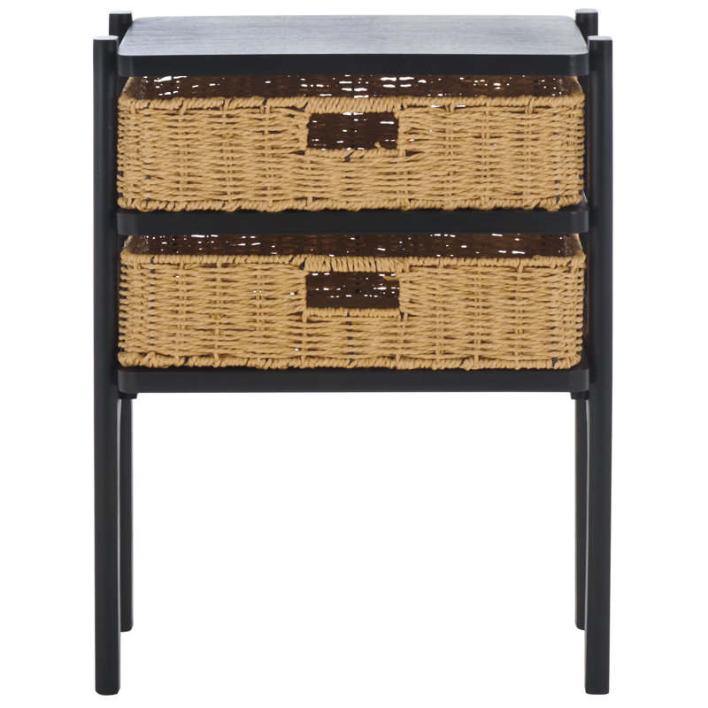 Assanti 2 Draw Accent Table, Matte Black