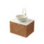 Meuble-lavabo et lavabo de salle de bain 24 po RUBEN, armoire de rangement flottante en contreplaqué, portes doubles en sergé avec garniture en métal, vasque en céramique blanche à motif de pierre mat et plateau en pierre frittée