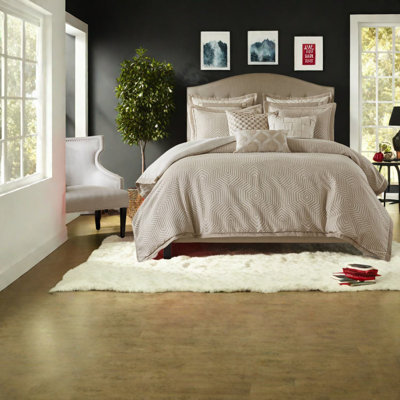 Ensemble de literie de luxe pour grand lit 8 pièces, jacquard en polyester, brun clair moderne et ivoire
