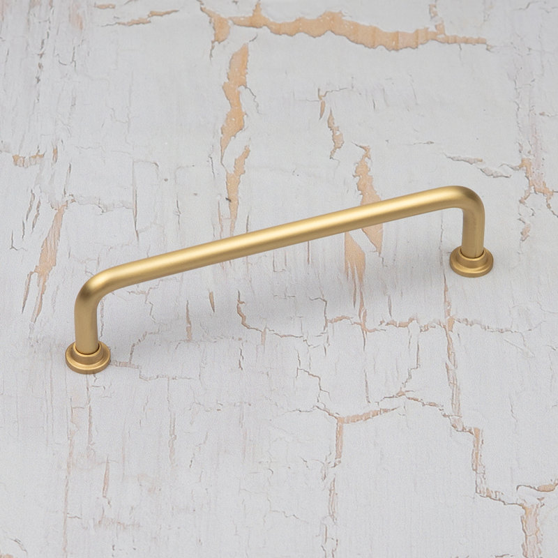 Satin Brass Slim Pipe Handles, 128mm