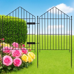 Set Of 5 Black Metal Garden Fence