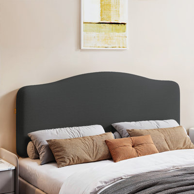 Damerius Curved Upholstered Headboard With Adjustable Height & Easy Plug-In Mount, Scratch-Resistant Towel Velvet
