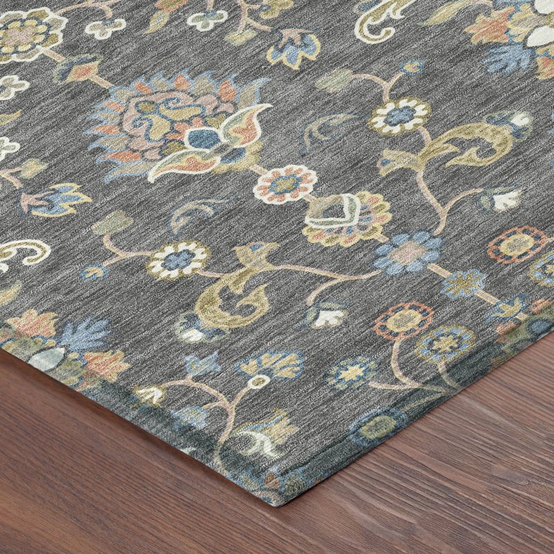 Machine Washable Indoor/Outdoor Chantille ACN2585 Traditional Rug, Gray, 8' Round