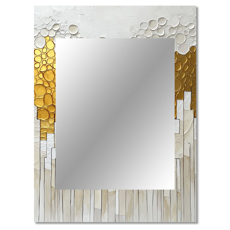 Biochemistry Of Golden Pure Balance I - Liquid Ink Decorative Mirror, Modern Wall Mirror, Printed Metal Art, 40" x 30"