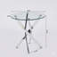 Modern Circular End Table With A Tempered Glass Top And Chrome Legs.
