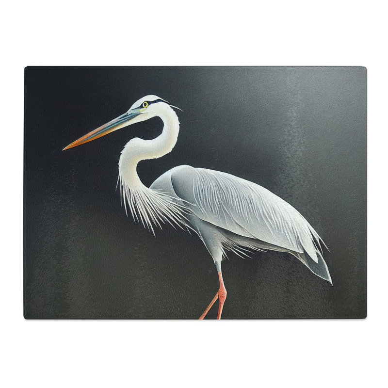 Pleasing Heron Bird  Glass Chopping Board