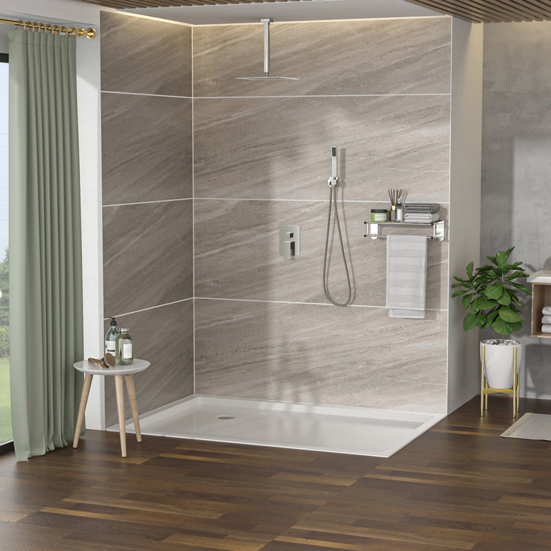 Pomme de douche double pour plafond, tête de plafond en nickel brossé de 16 po, apparence de plafond