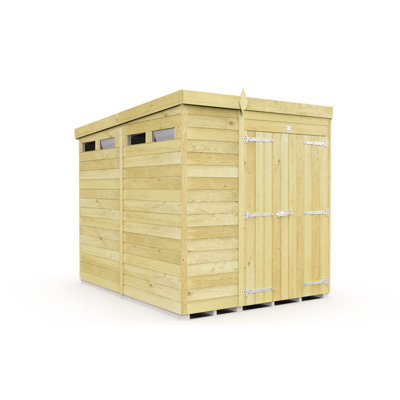 6ft x 8ft Pent Security Shed - Double Door
