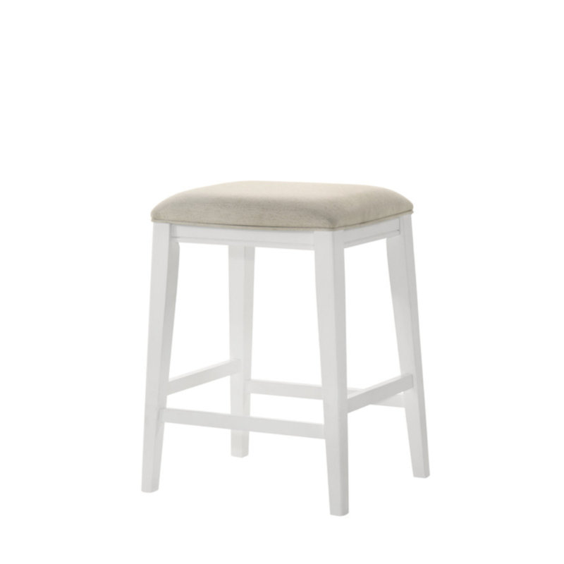 Sasha 17"W White Counter Height Stool With Upholstered Seat, White