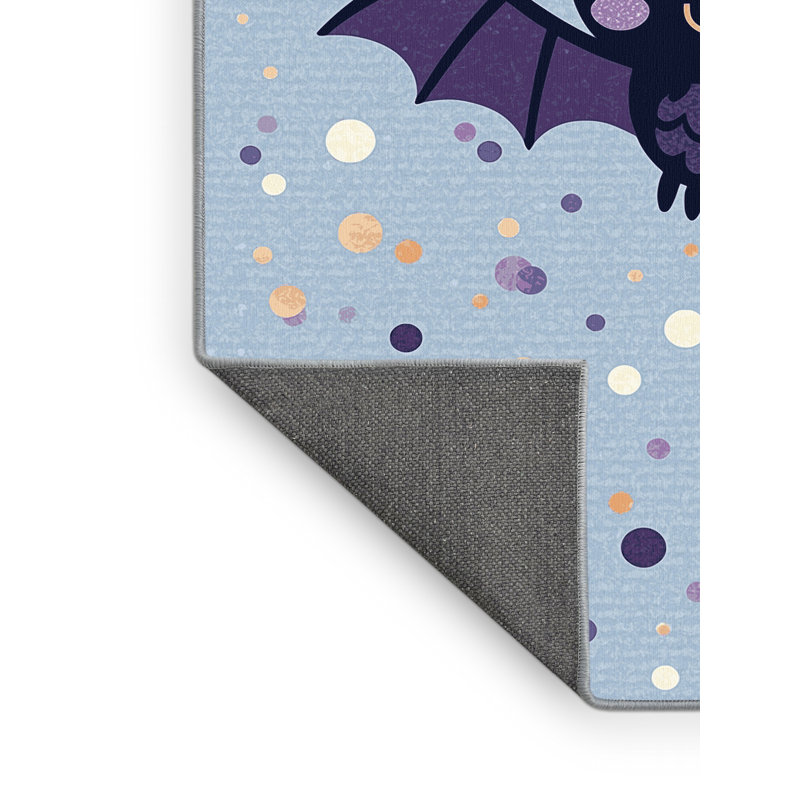 Soft Plush Esser Halloween Modern & Contemporary Abstract Area Rug in Blue – SkyBlue Binding, 6x9