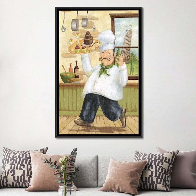 « happy chef ii » par daphné brissonnet,, reproduction d’art sur toile, H 60 po x l 40po x P 1,5 po, Toile avec cadre noir