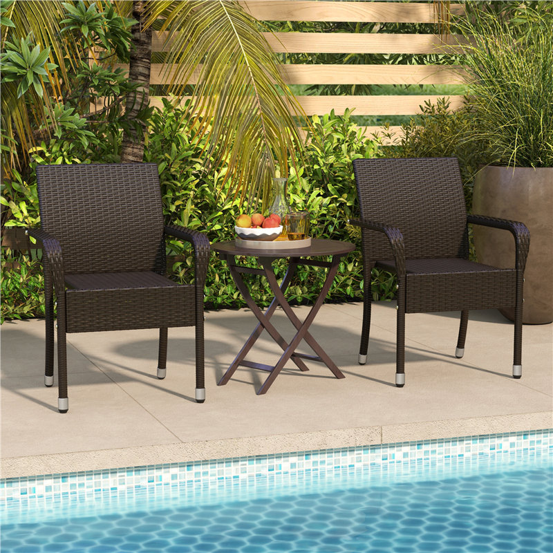 Stacking Patio Dining Armchair, Brown