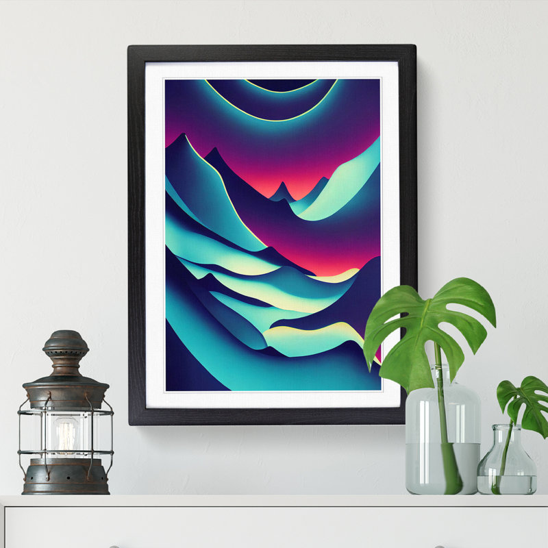 Glacier Neon - Picture Frame Print, Black, 64cm H x 46cm W x 2cm D