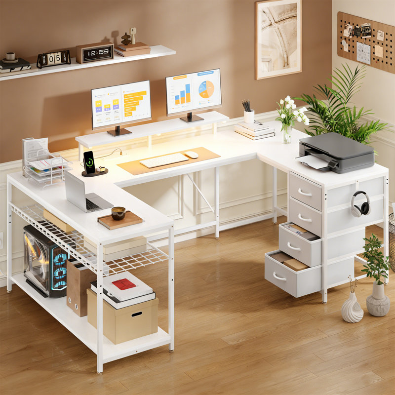Metal Base Computer Desk, White