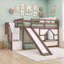 Lit superposé simple au-dessus de simple en bois avec lumières DEL, glissière et escalier de rangement en bois-1466816299